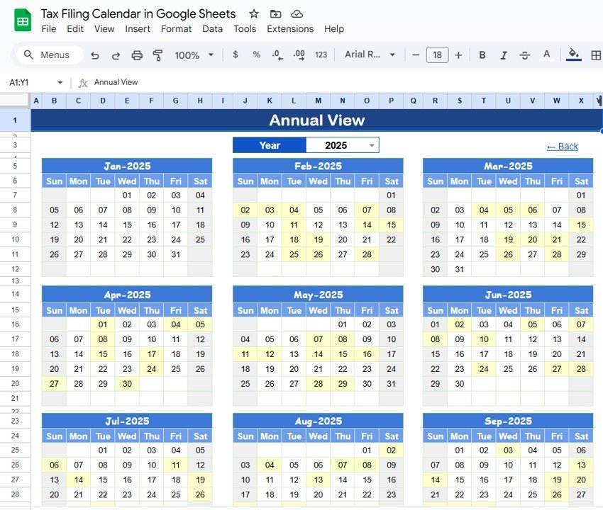 Annual View Sheet Tab