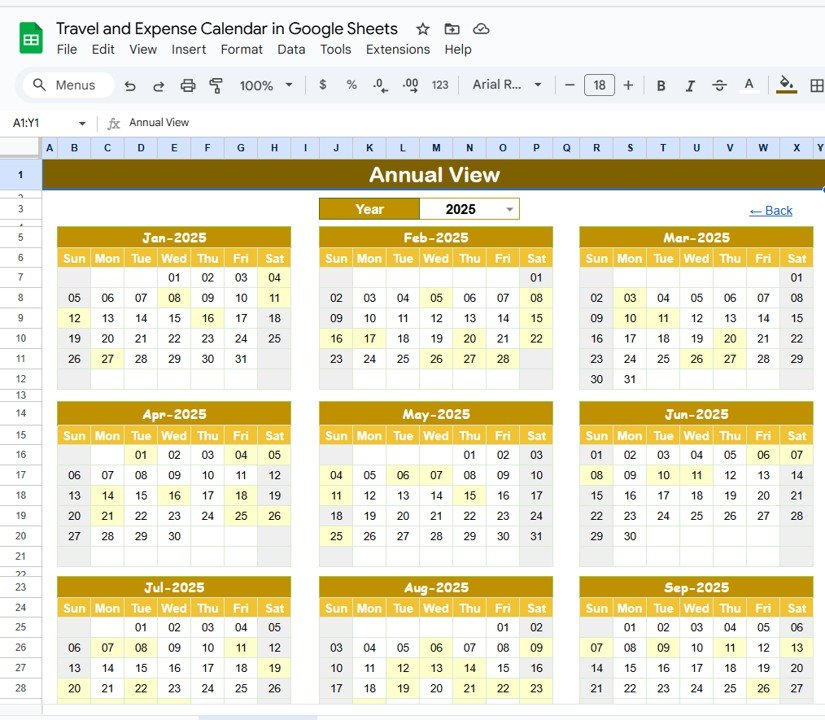 Annual View Sheet Tab