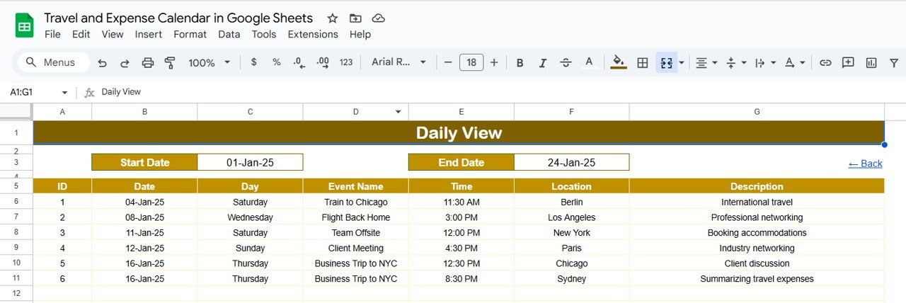 Daily View Sheet Tab