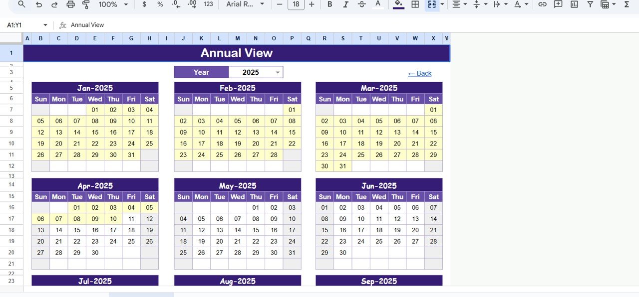 Annual View Sheet Tab