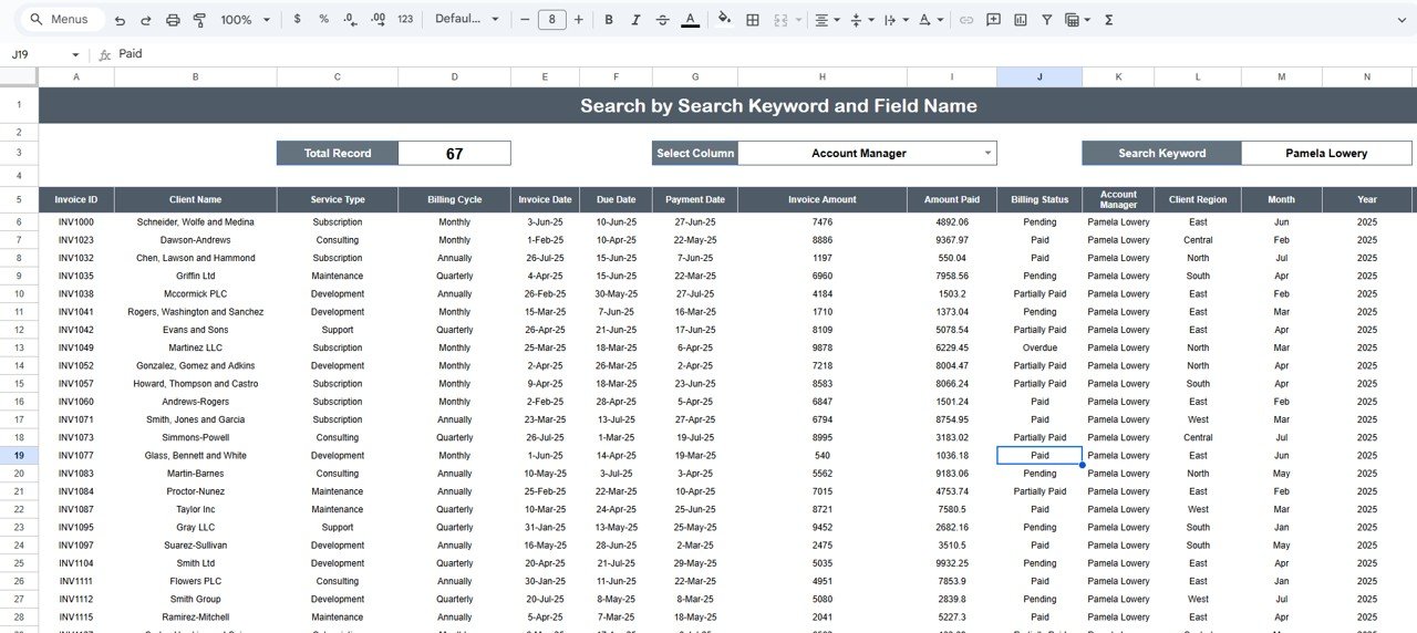 Search Sheet