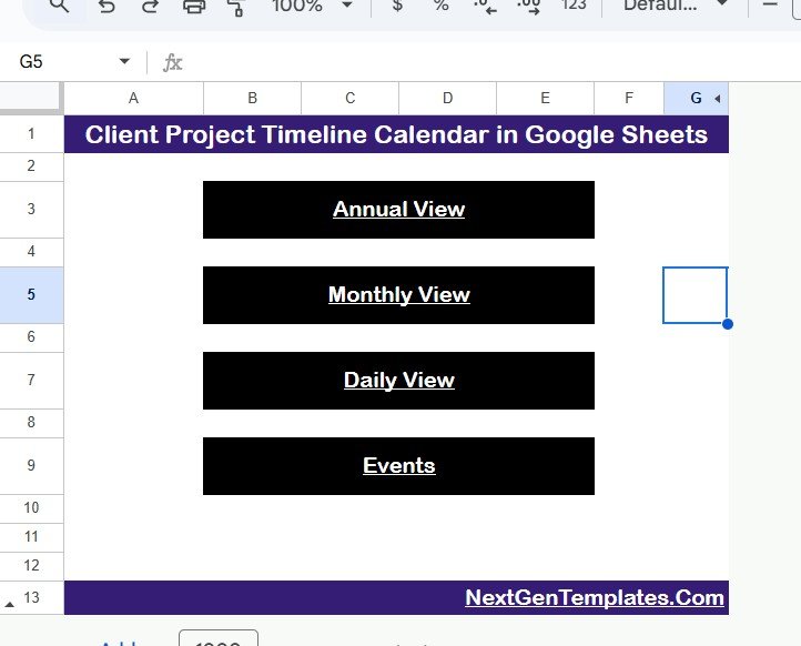 Client Project Timeline Calendar in Google Sheets