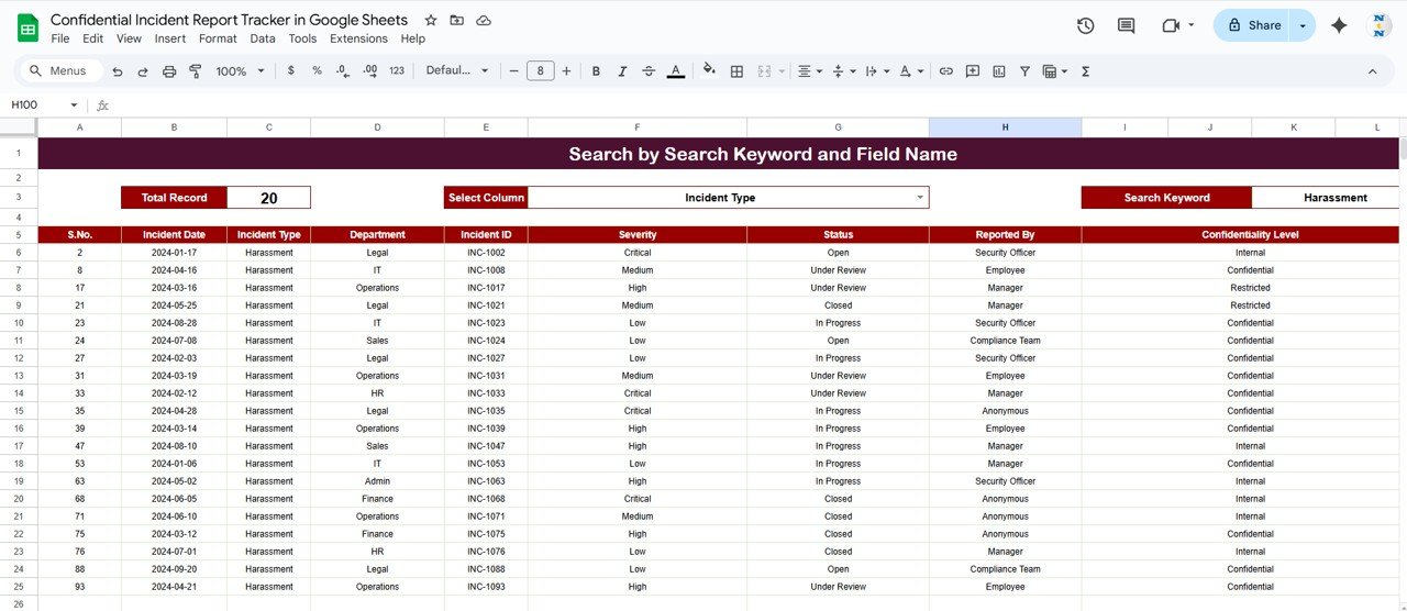 Search Sheet Tab