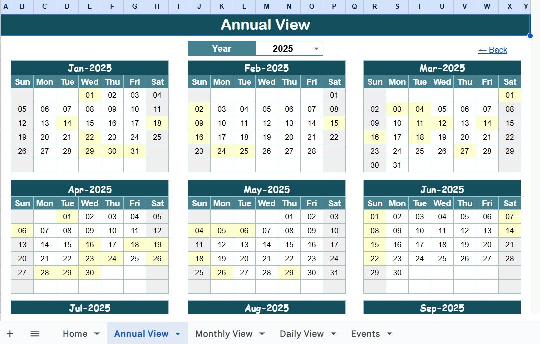 Annual View Sheet Tab