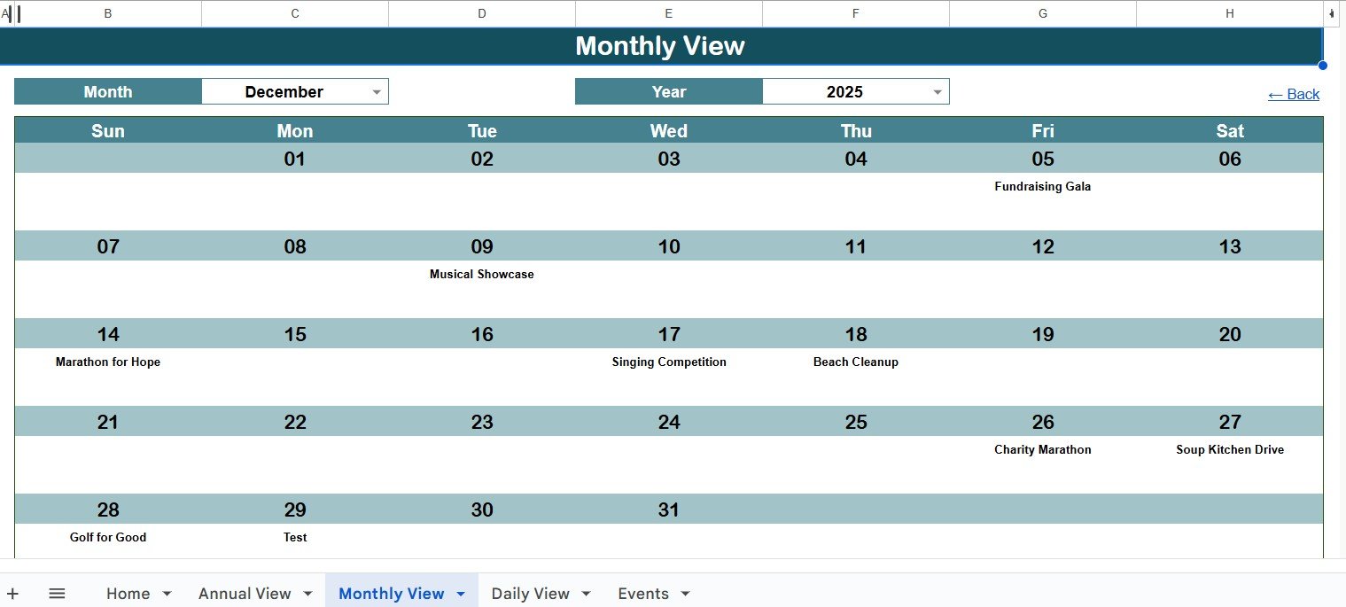 Monthly View Sheet Tab