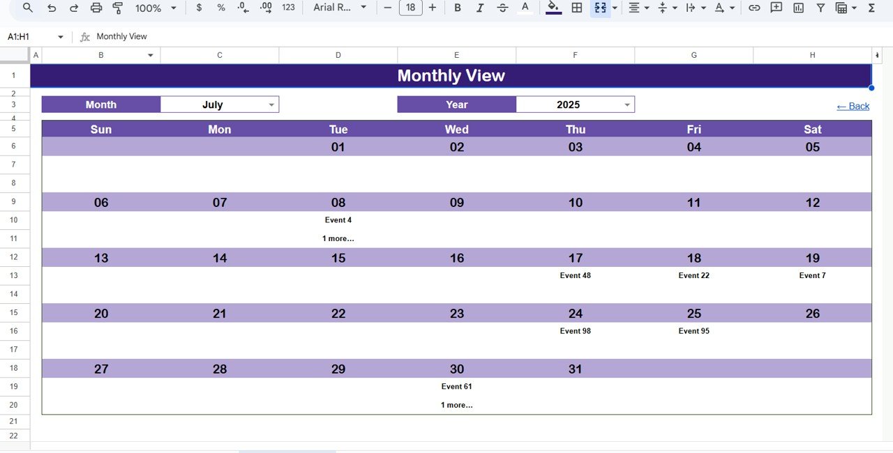 ⃣ Monthly View Sheet Tab