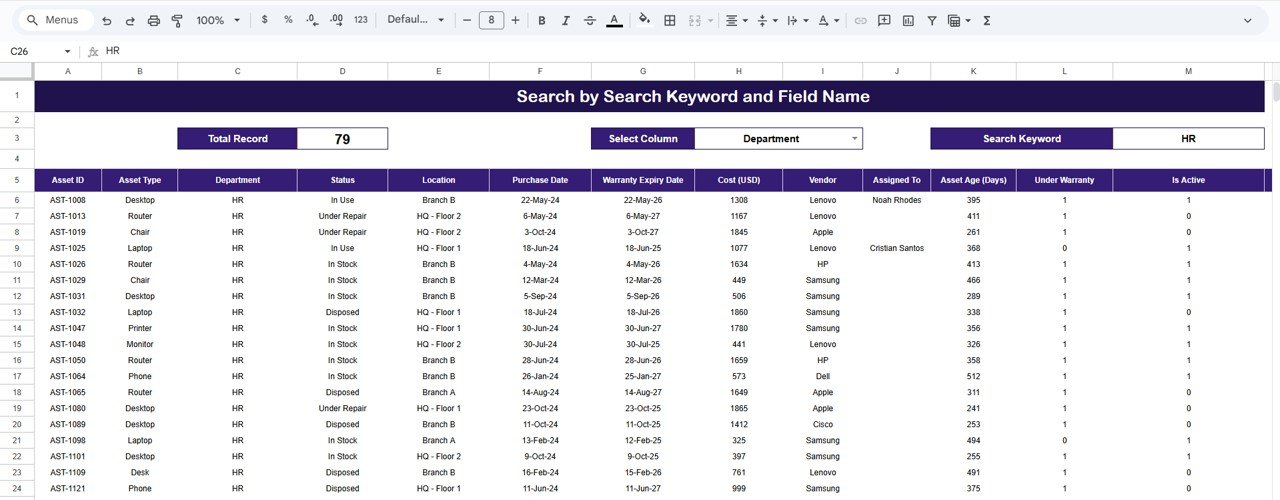 Search Sheet Tab