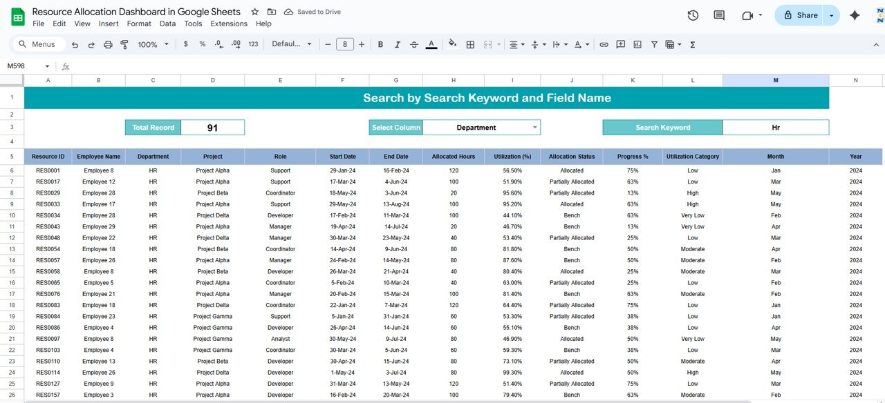 Search Sheet Tab