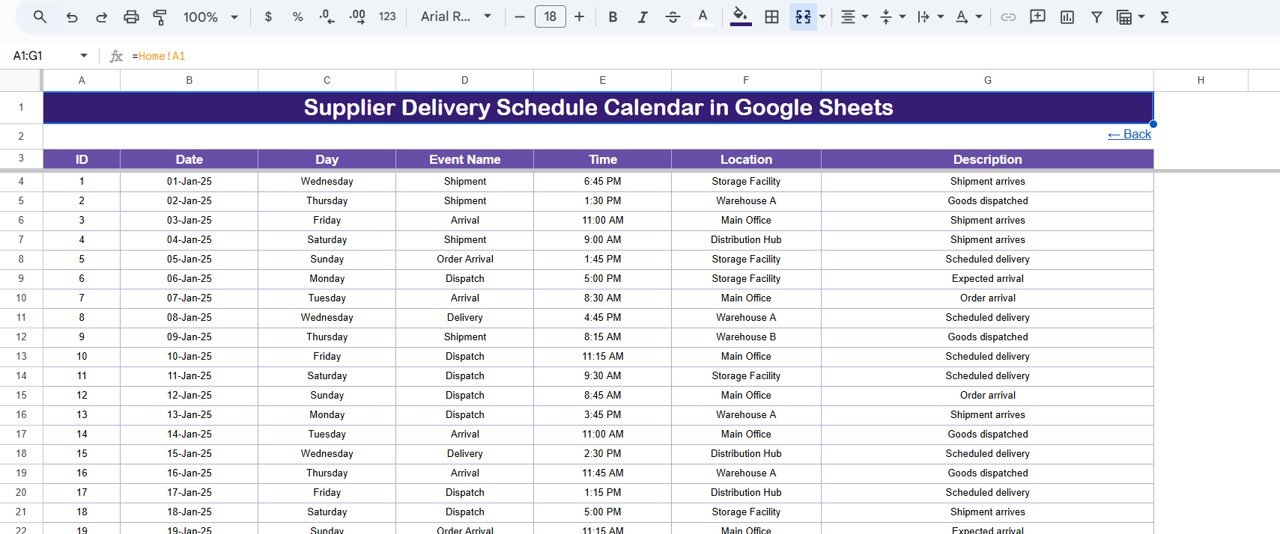  Events Sheet Tab
