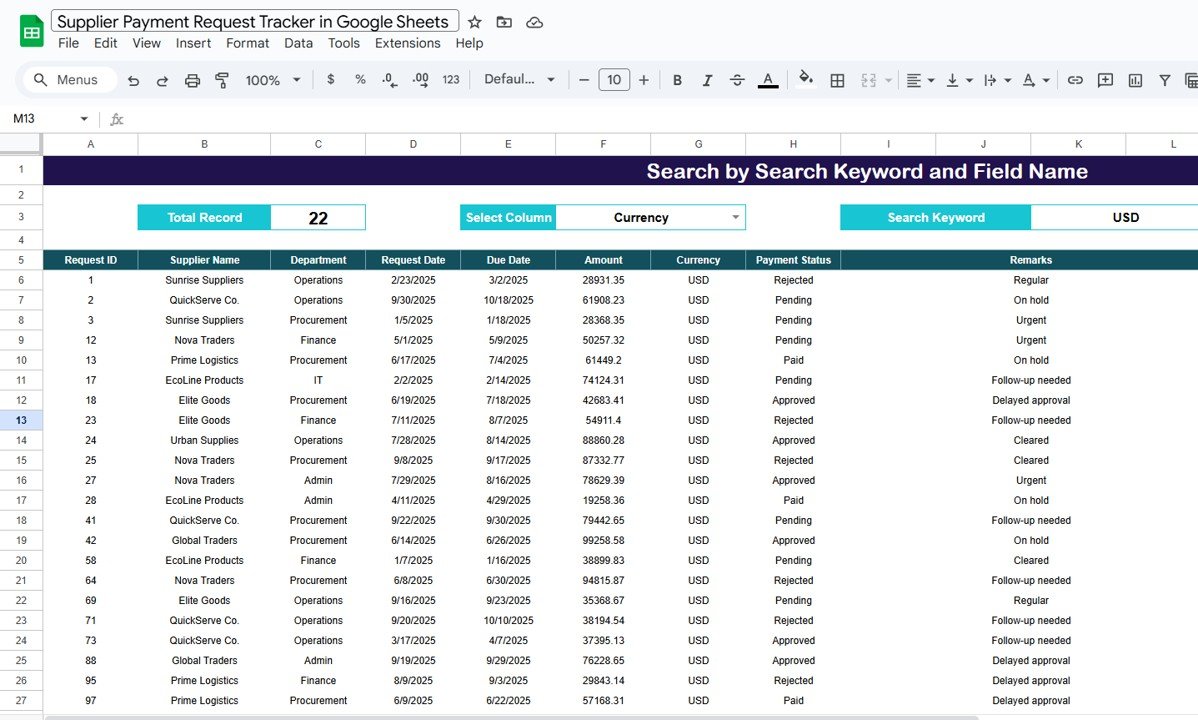 Search Sheet TabSearch Sheet Tab