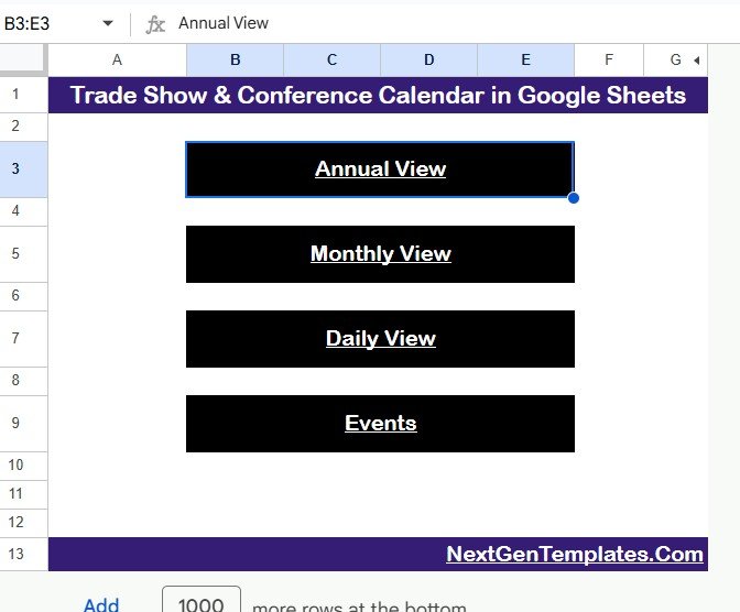 Trade Show & Conference Calendar in Google Sheets