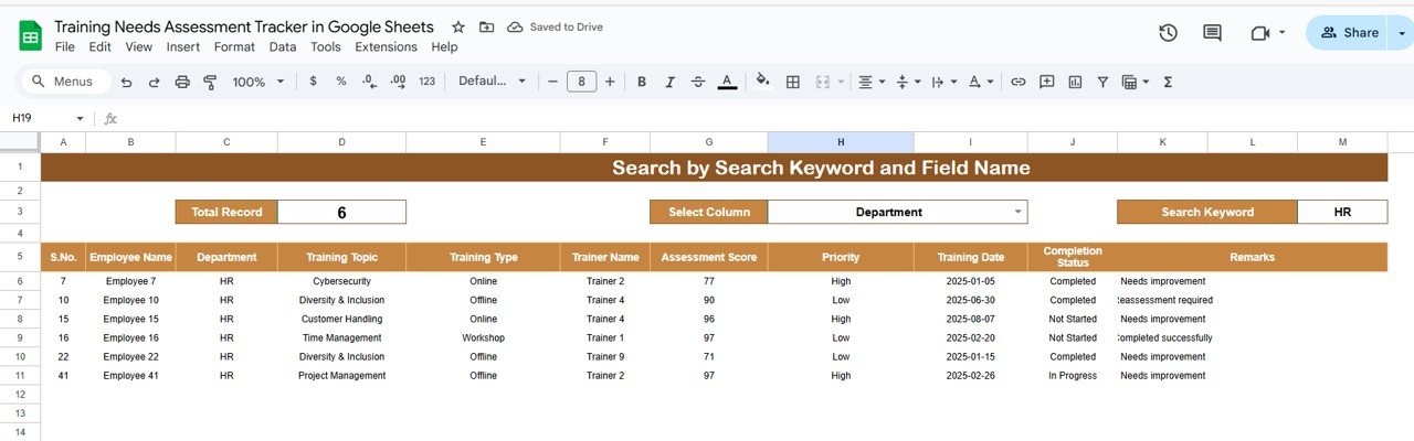 Search Sheet Tab