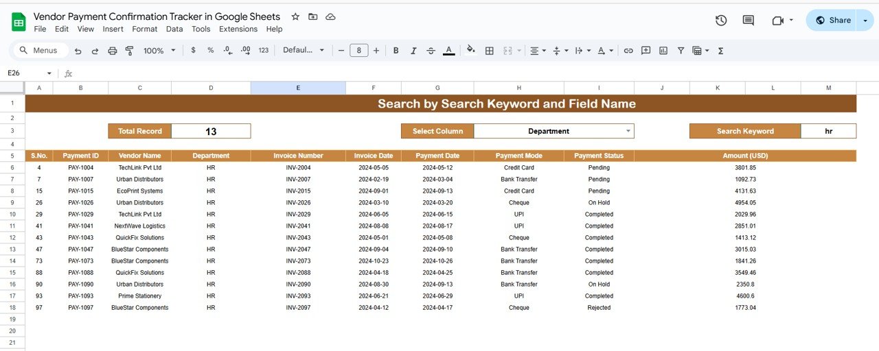 Search Sheet Tab
