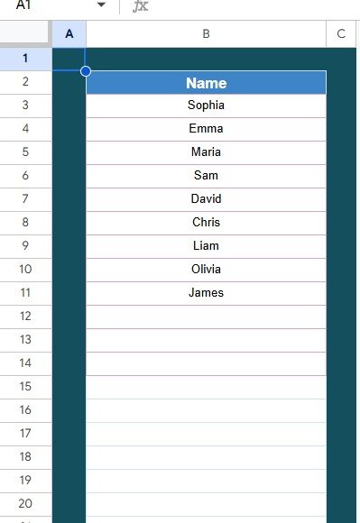 List Sheet