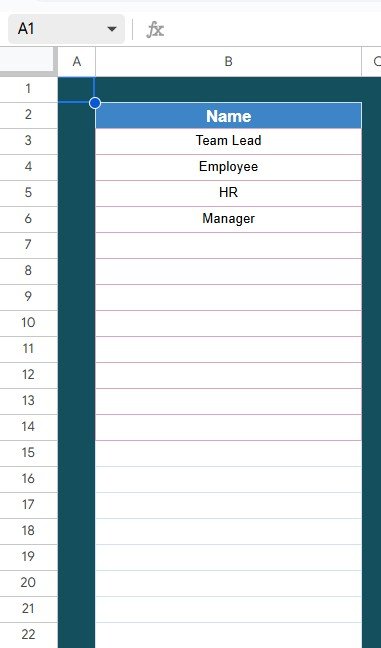 List Sheet