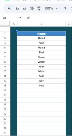List Sheet