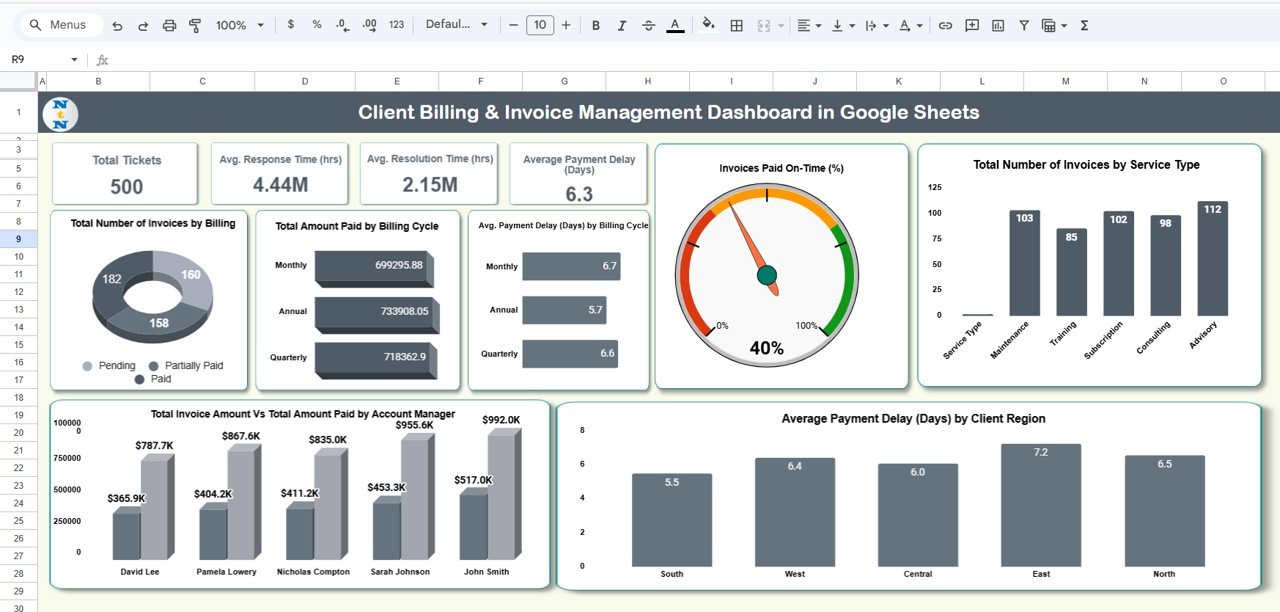 Client Billing & Invoice Management Dashboard in Google Sheets