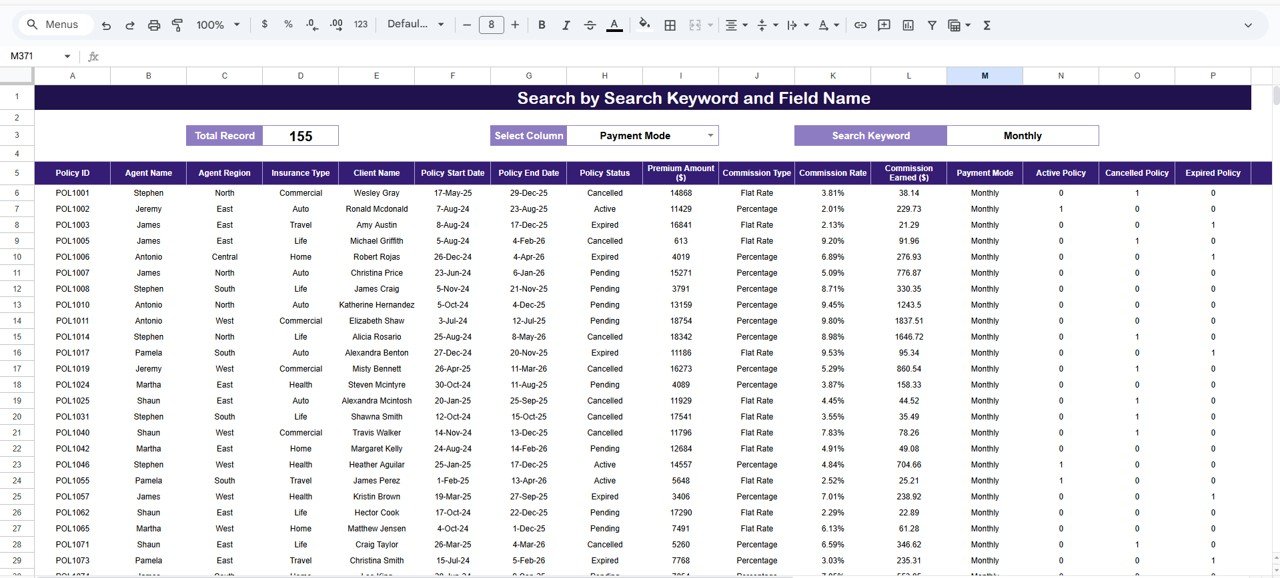 Search & Detailed Data Page