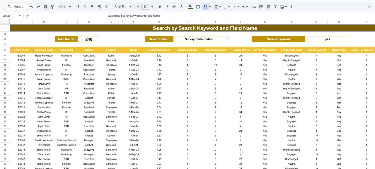 Search & Data Exploration Sheet