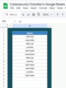 Cybersecurity Checklist in Google Sheets - Neotech Navigators