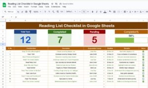 Reading List Checklist in Google Sheets - Neotech Navigators