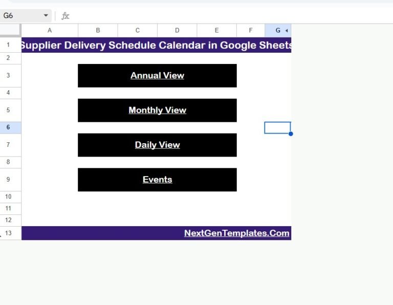 Supplier Delivery Schedule Calendar in Google Sheets - Neotech Navigators