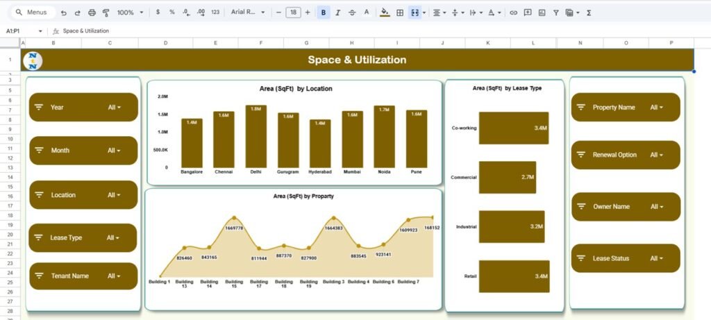 Office Lease Management Dashboard in Google Sheets - Neotech Navigators