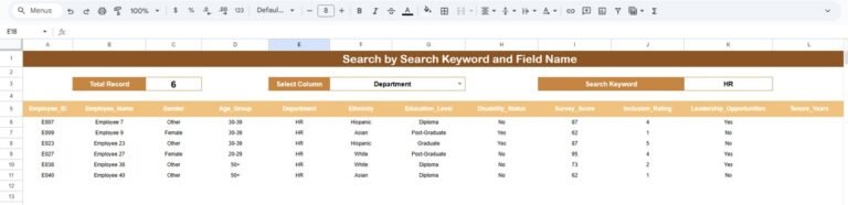 Employee Diversity Survey Tracker in Google Sheets - Neotech Navigators