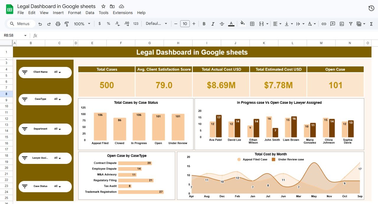 Legal Dashboard in Google Sheets