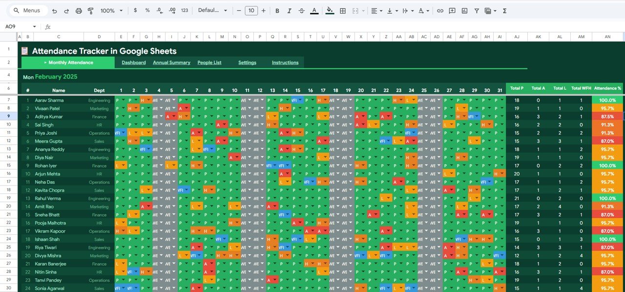 Attendance Tracker in Google Sheets - Neotech Navigators