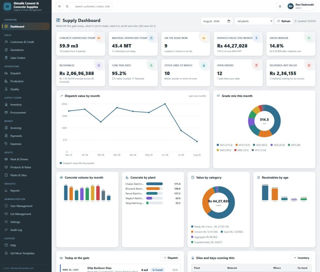 Cement & Concrete Supplier Management System Web App