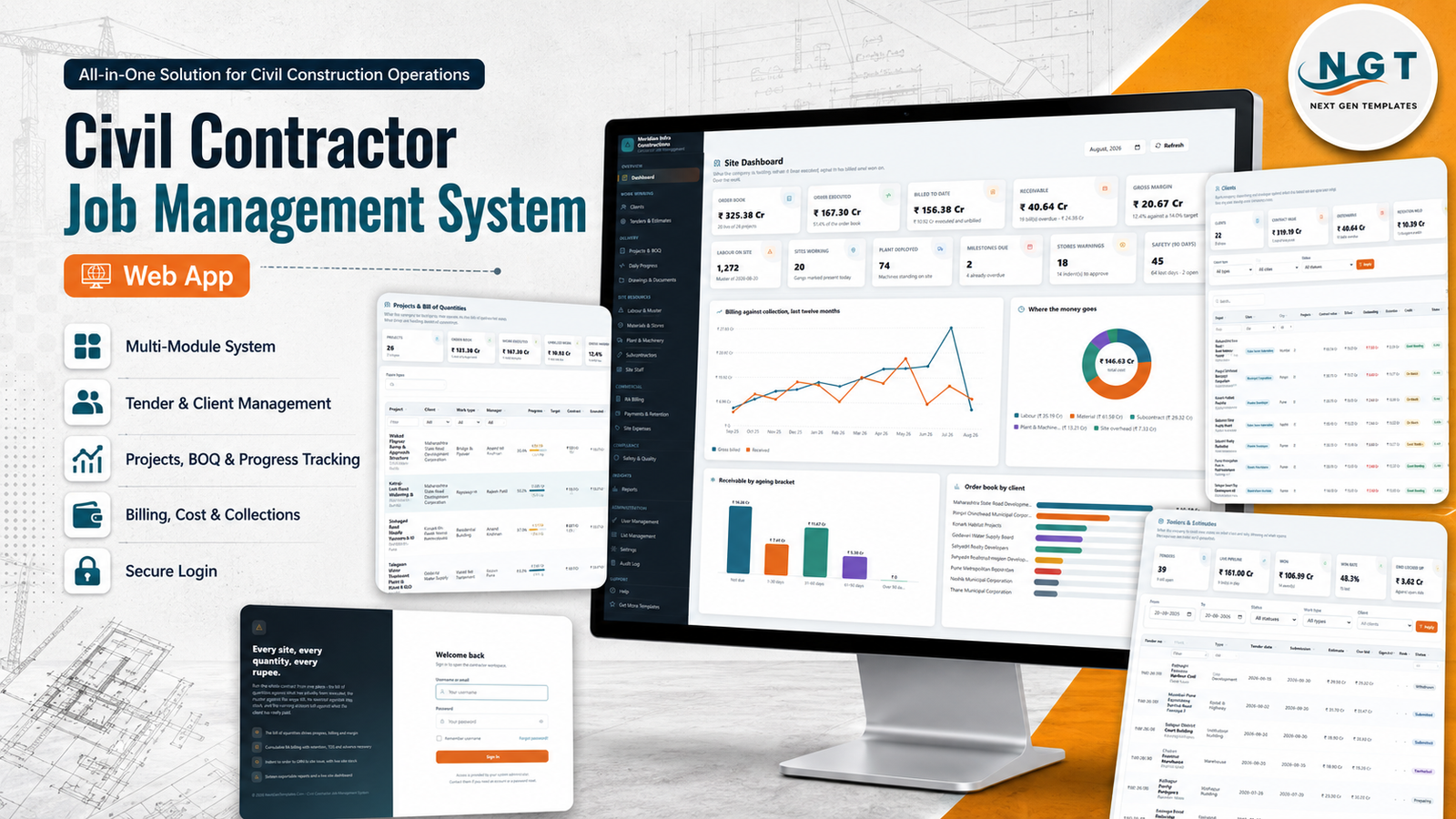 Civil Contractor Job Management System Web App built with Google Apps Script