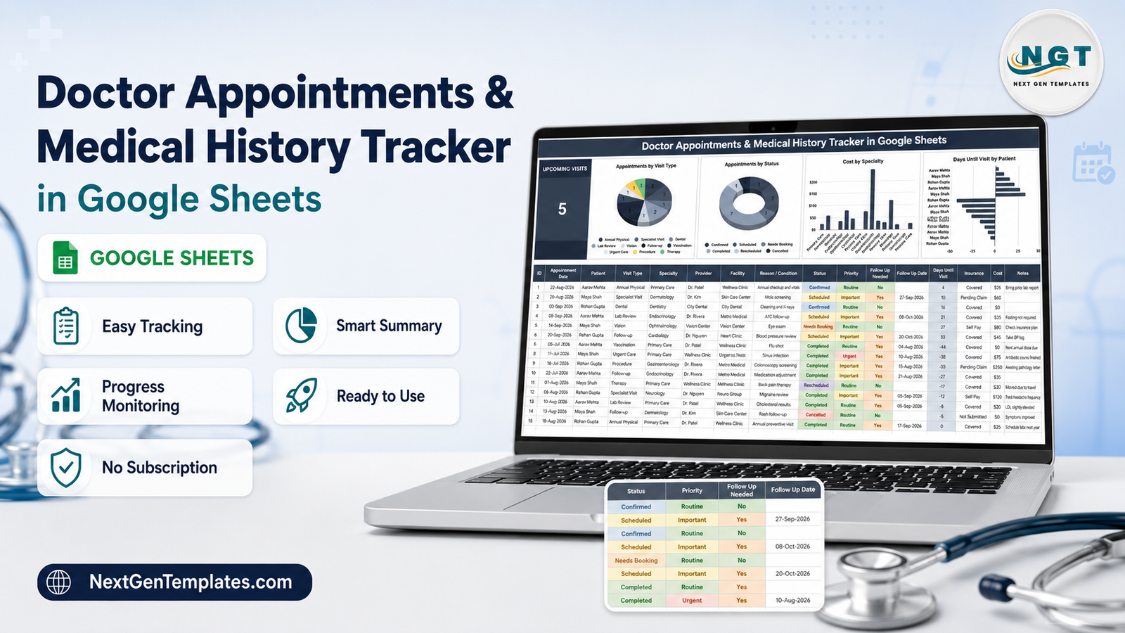 Doctor Appointments & Medical History Tracker in Google Sheets