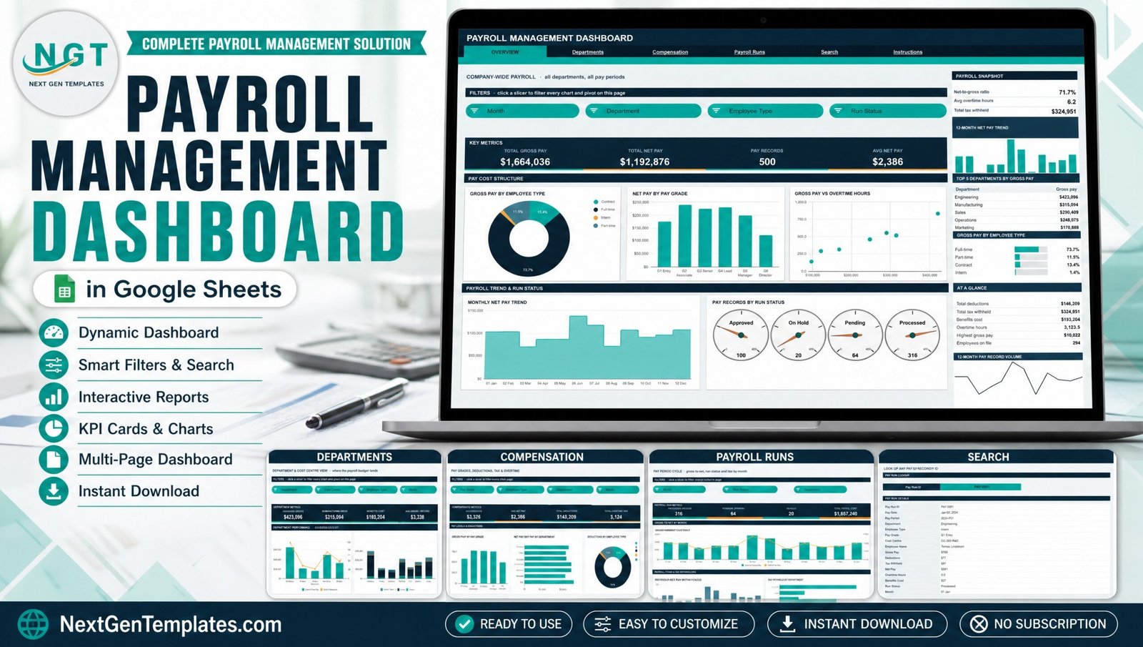 Payroll Management Dashboard in Google Sheets