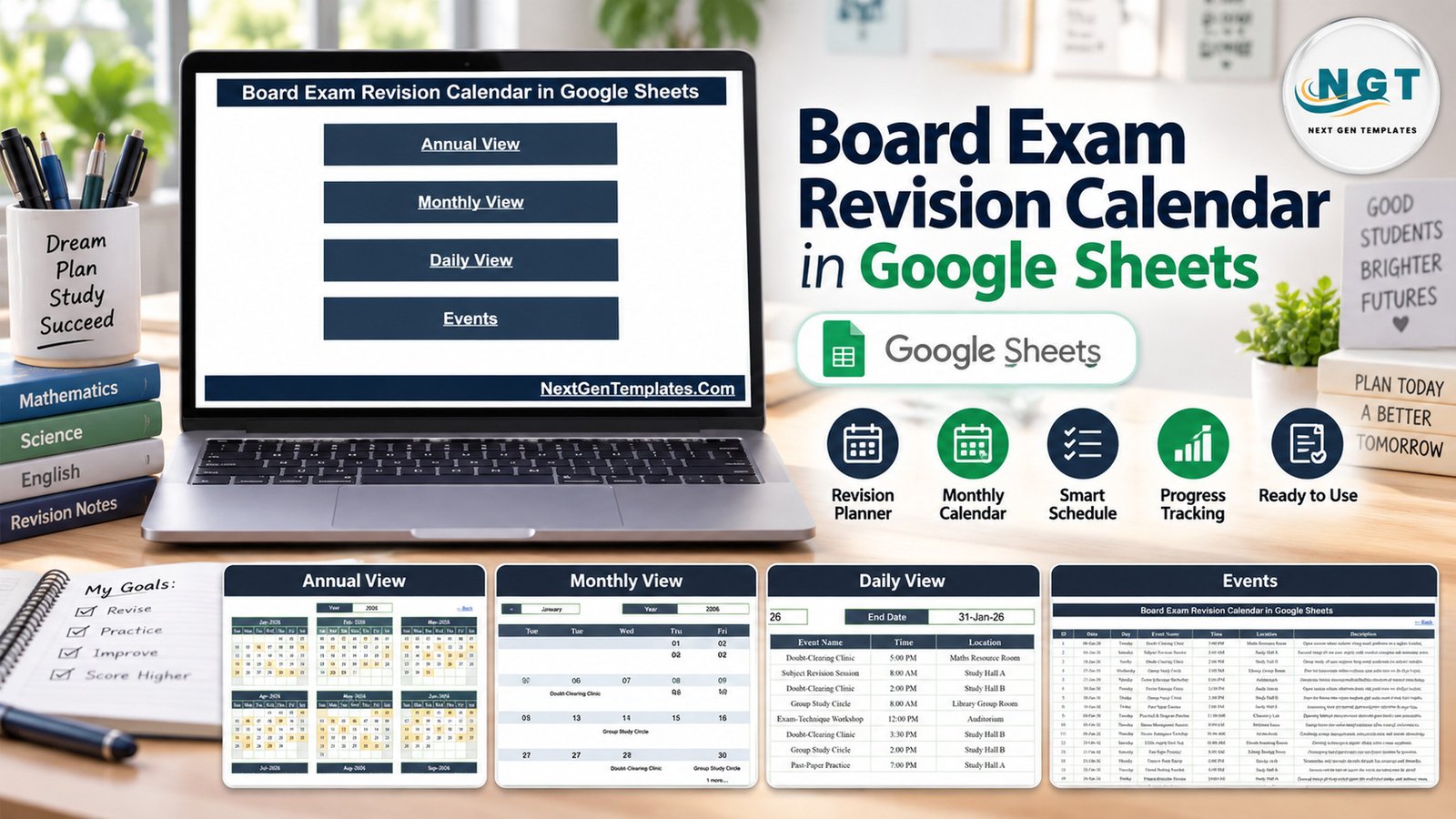 Board Exam Revision Calendar in Google Sheets