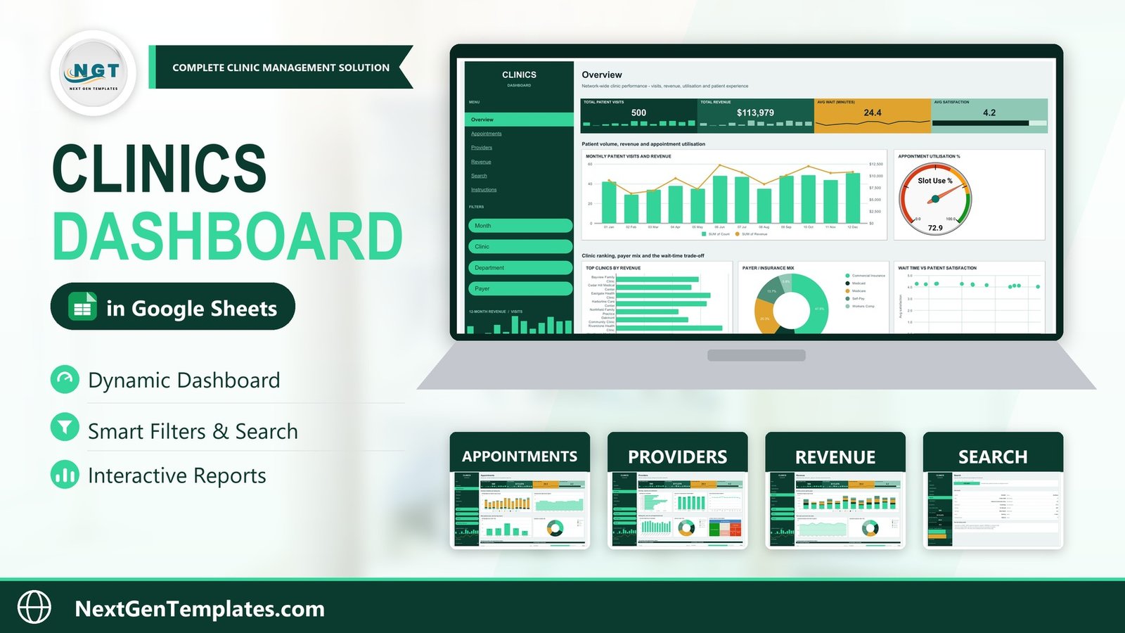 Clinics Dashboard in Google Sheets