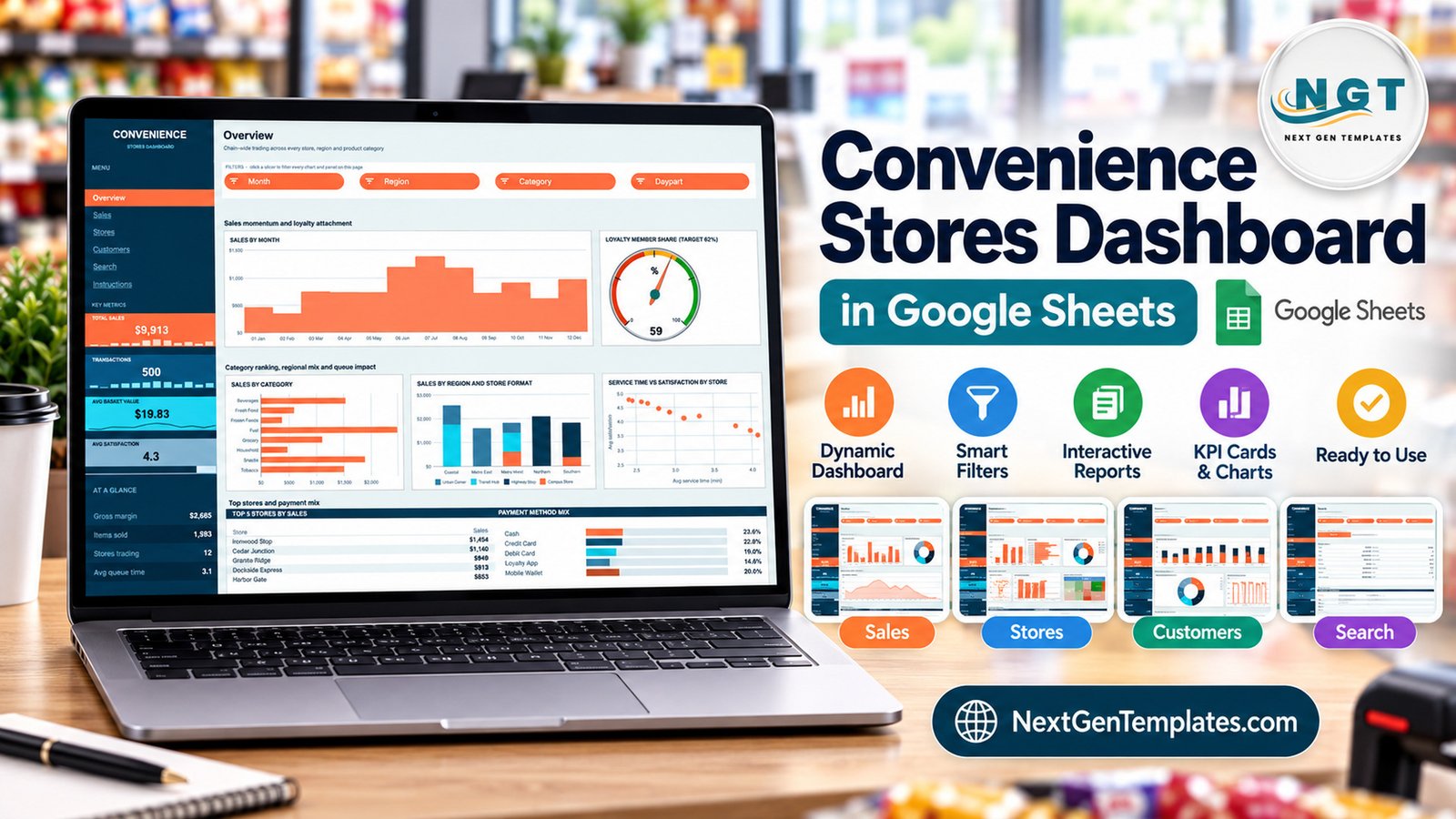 Convenience Stores Dashboard in Google Sheets