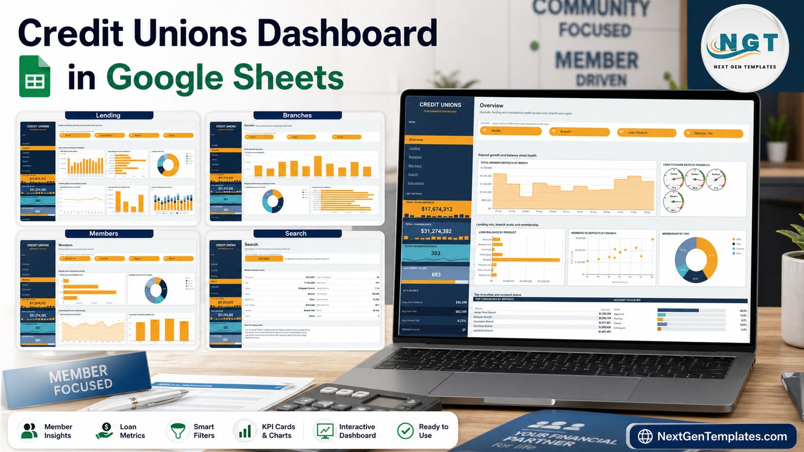Credit Unions Dashboard in Google Sheets