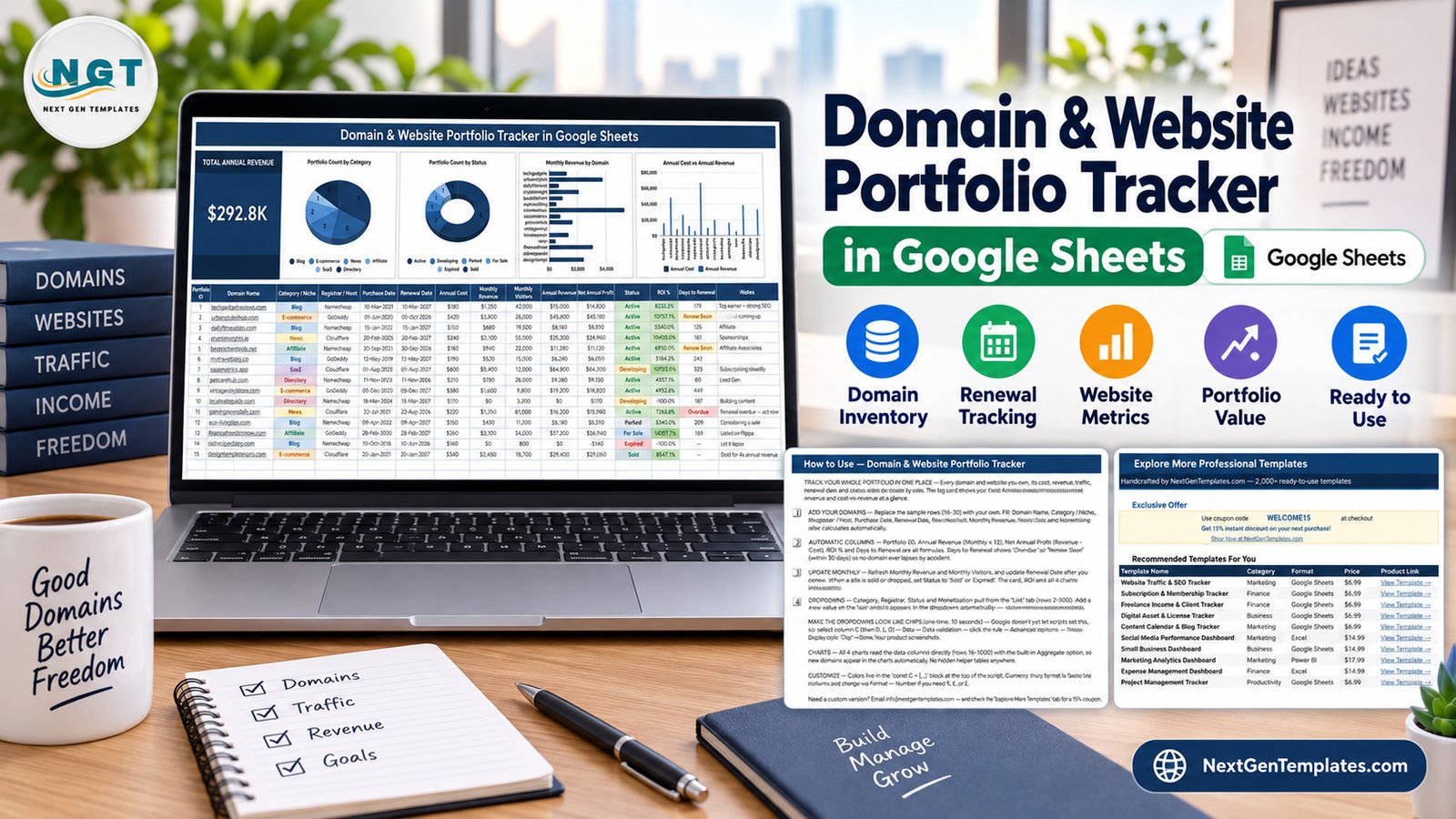 Domain and Website Portfolio Tracker in Google Sheets