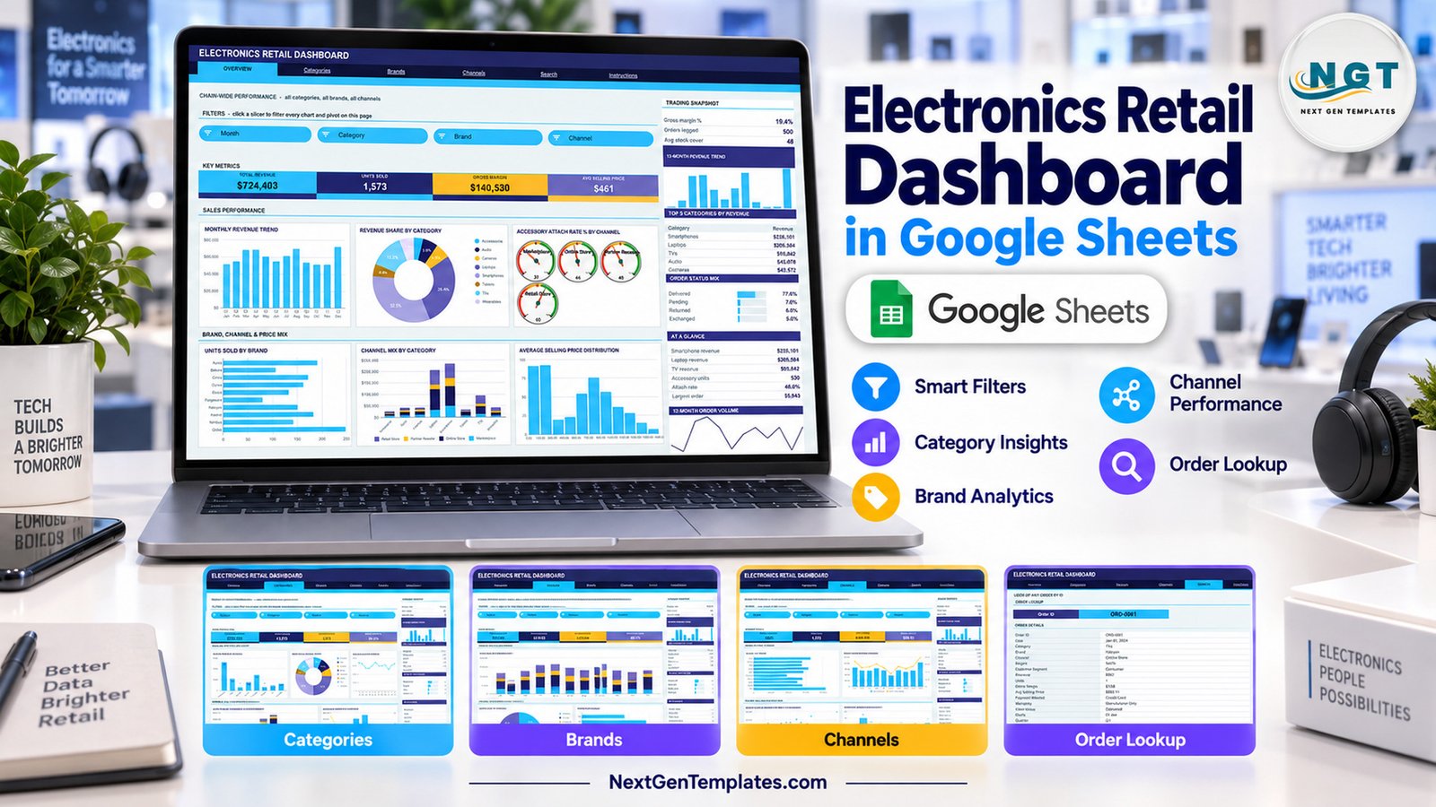 electronics retail dashboard in google sheets
