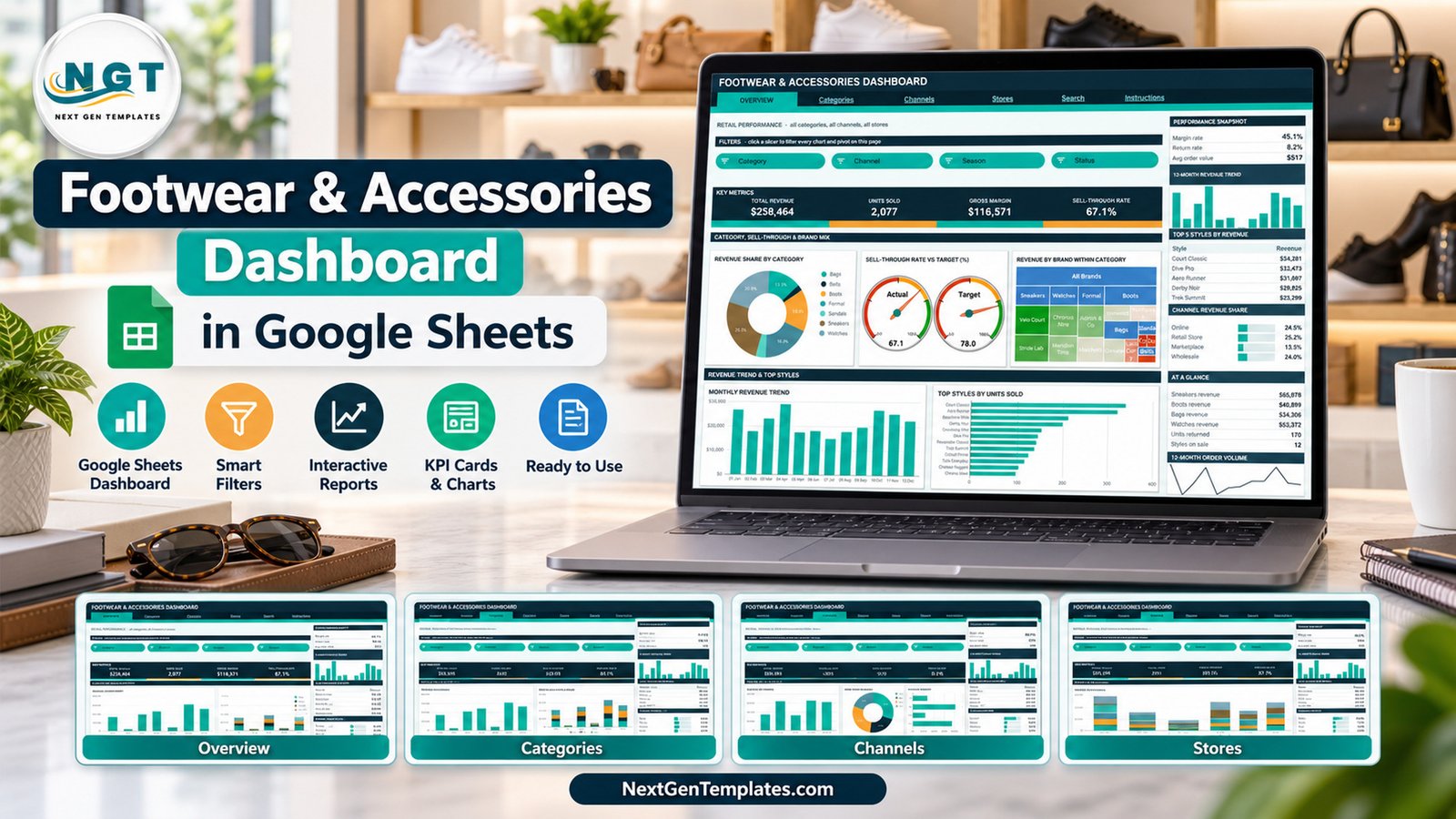 Footwear and Accessories Dashboard in Google Sheets