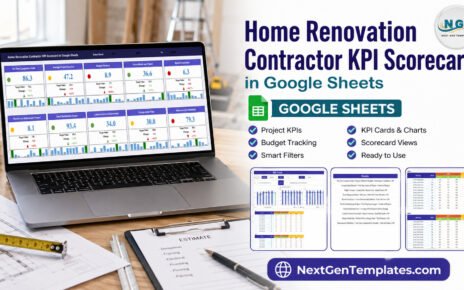 Home Renovation Contractor KPI Scorecard in Google Sheets