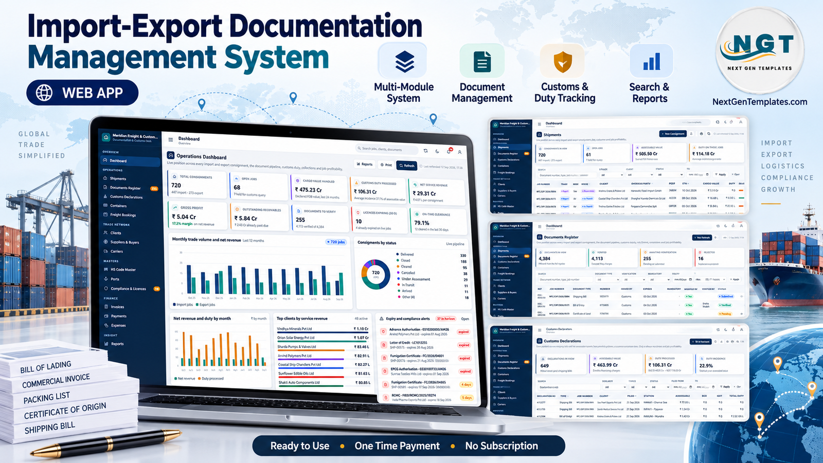 Import-Export Documentation Management System Web App overview