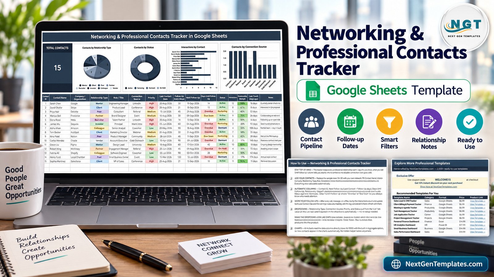 Professional Contacts Tracker in Google Sheets
