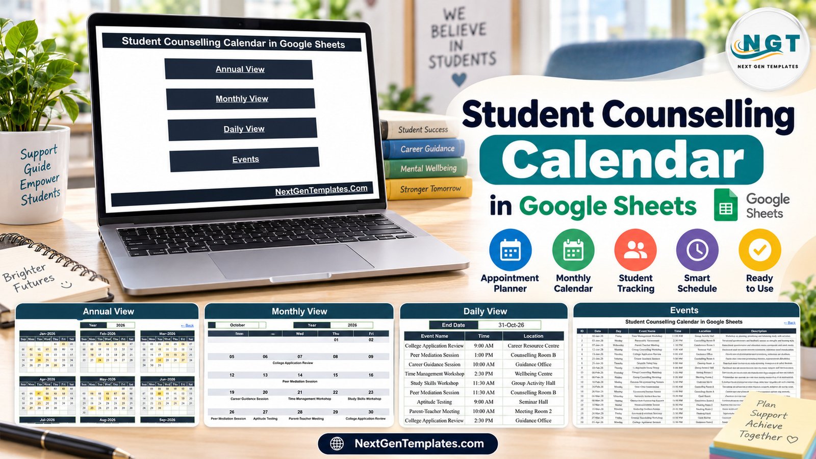 student counselling calendar in google sheets