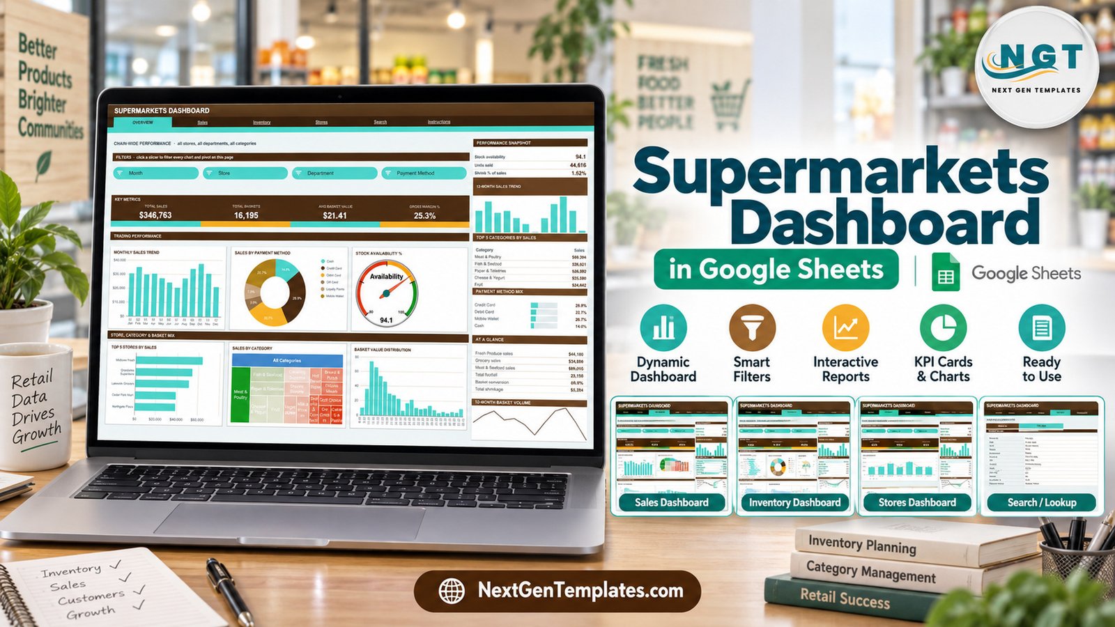 Supermarkets Dashboard in Google Sheets