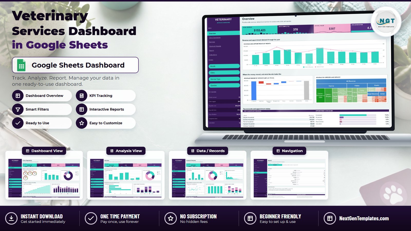 Veterinary Services Dashboard in Google Sheets