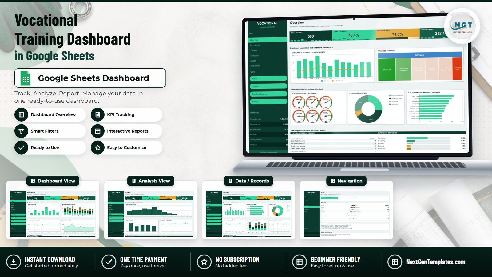 Vocational Training Dashboard in Google Sheets