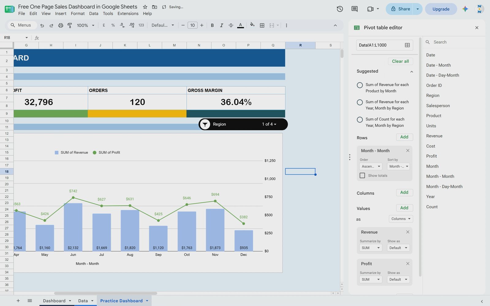 Slicer with black background matching the Google Sheets dashboard theme