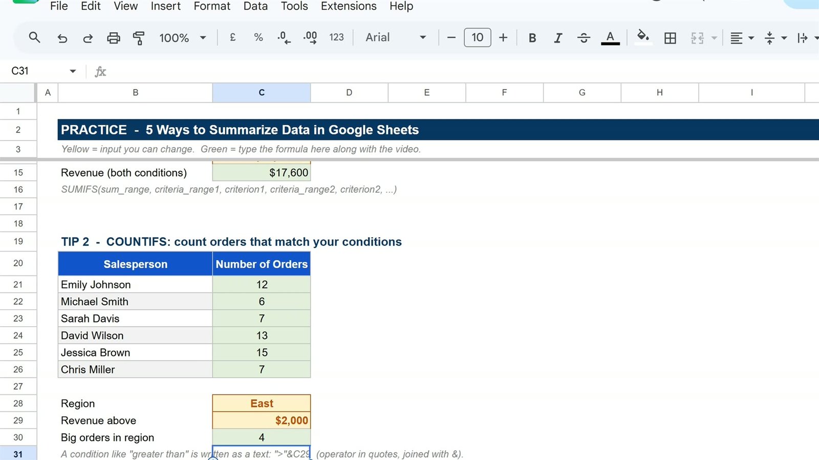 COUNTIFS with a greater than condition joined to a cell reference